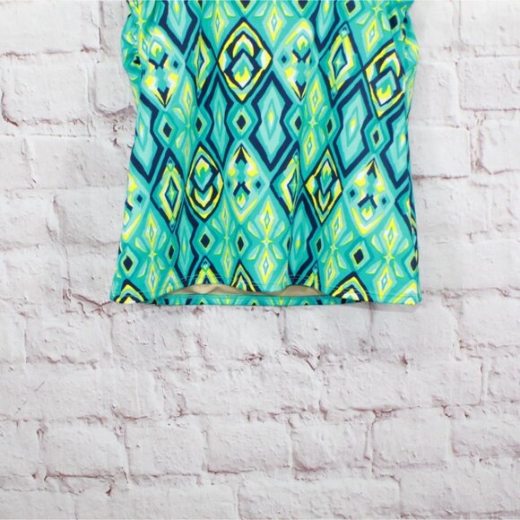 LL Bean BeanSport Swimwear Scoopneck Tankini Top Print Green Size 4 - Picture 5 of 10